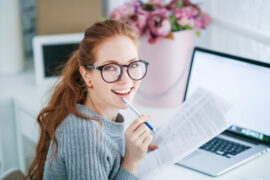 Woman working on a laptop computer