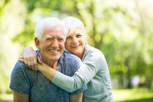 An older couple smiling